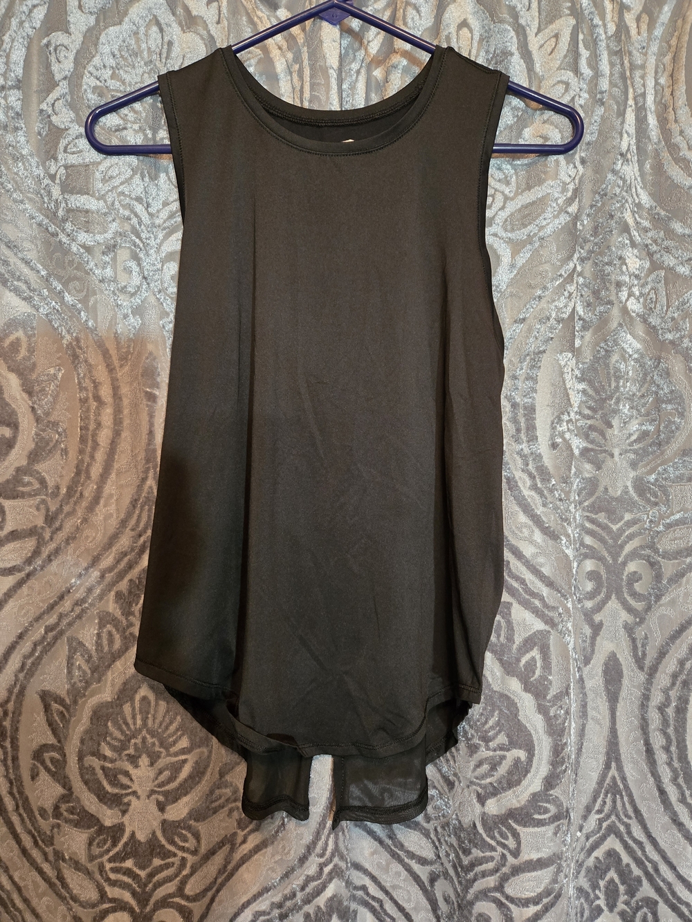 Avia Black Sleeveless Tank with Sheer Hi‑Low Hem